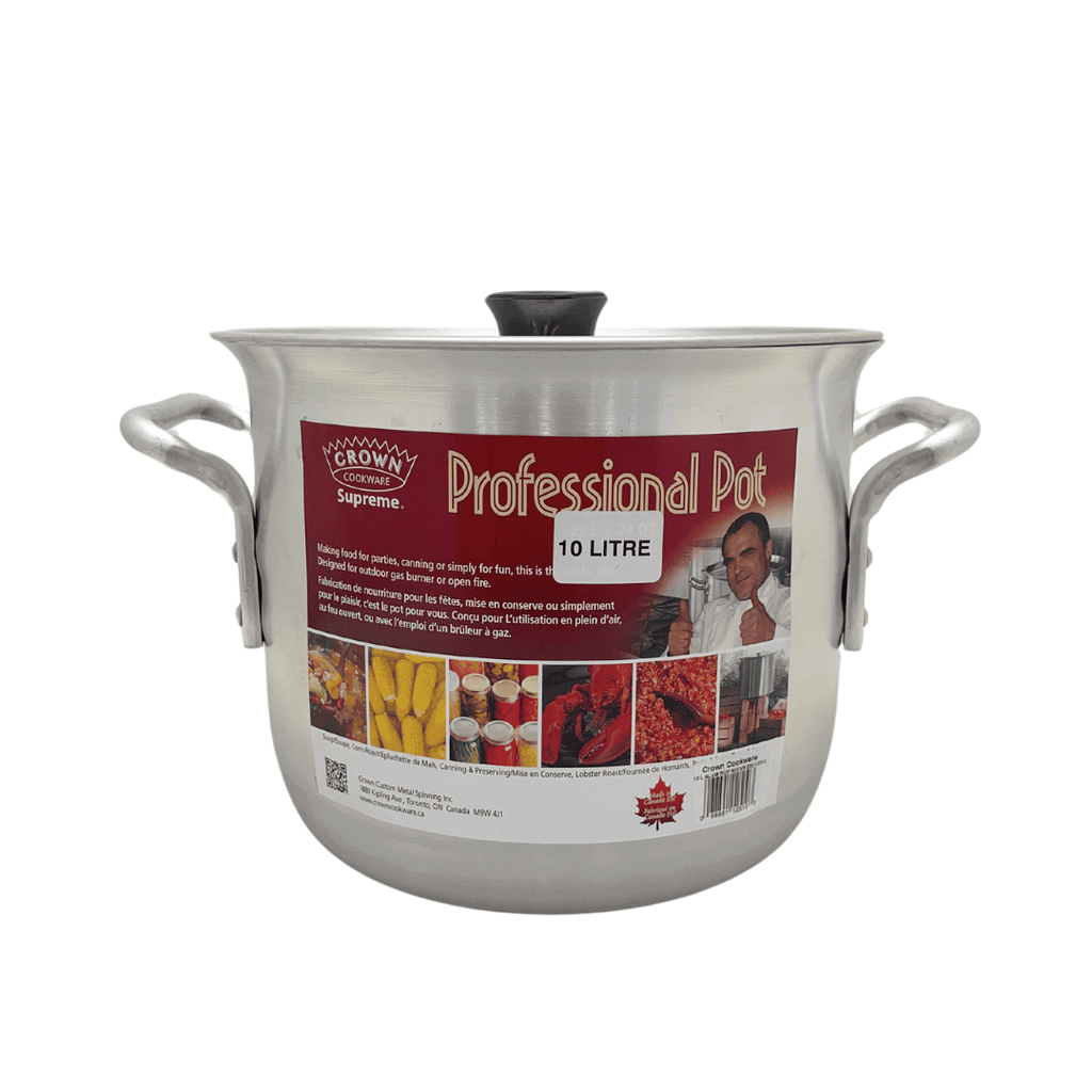  STOCKPOT 1/8" ALUM W/COVER, 10L 10"D X 8.5"H - Crown Cookware, Made in Canada, High-Quality, 10.56 QT