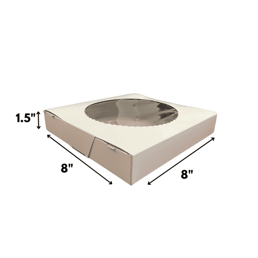 BOX FOR PIE - 1 PC -Pie Box, White, Window, 8" X 8" X 1.5", 20.32 X 20.32 X 3.81 CM