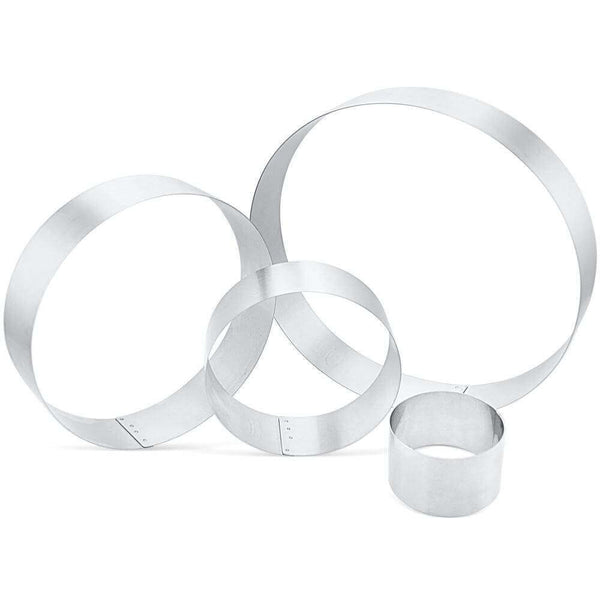 Stainless Steel Cake Rings in 1 to 1.75 inch heights for professional baking and cake molding Height, durable - Crown Cookware