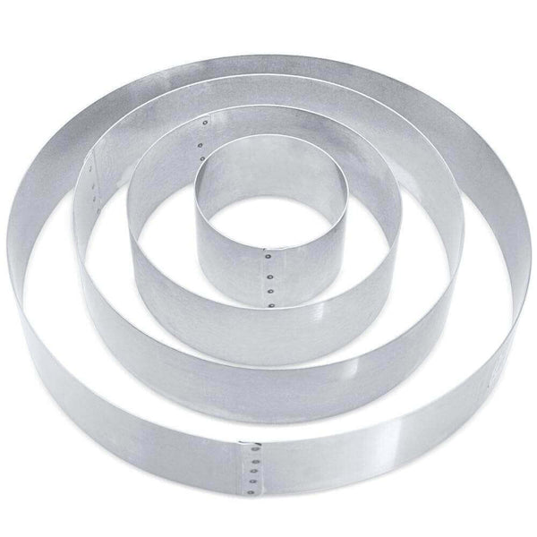 Stainless Steel Cake Rings in 1 to 1.75 inch heights for professional baking and cake molding Height, durable - Crown Cookware