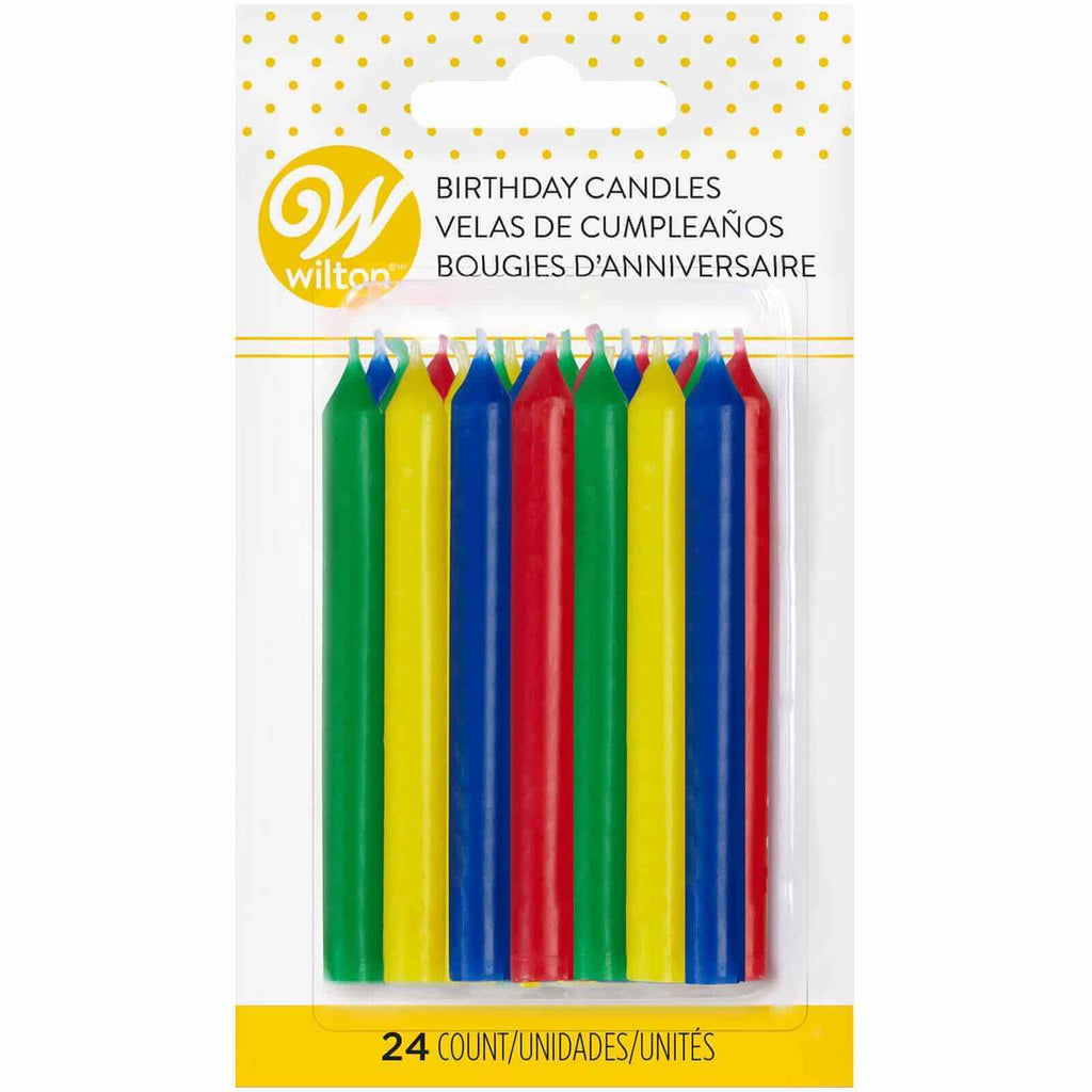 CANDLES ROUND 2.5" 24PC - Celebration Candles, Small, Round, Multi-Pack, Green, Blue, Yellow, Red, 6.35 cm