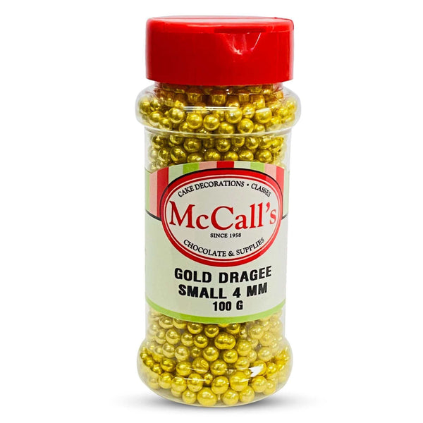 DRAGEE GOLD SMALL 4MM 100G - Tiny Gold Ball Sprinkles, Small, Vibrant, High-Quality, Edible, McCall's