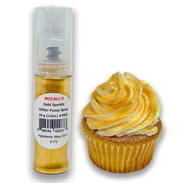 GLITTER PUMP SPRAY GOLD SPARKLE 10G - Glitter Spray, Gold, Cake Decorating, Edible, Shimmer McCall's