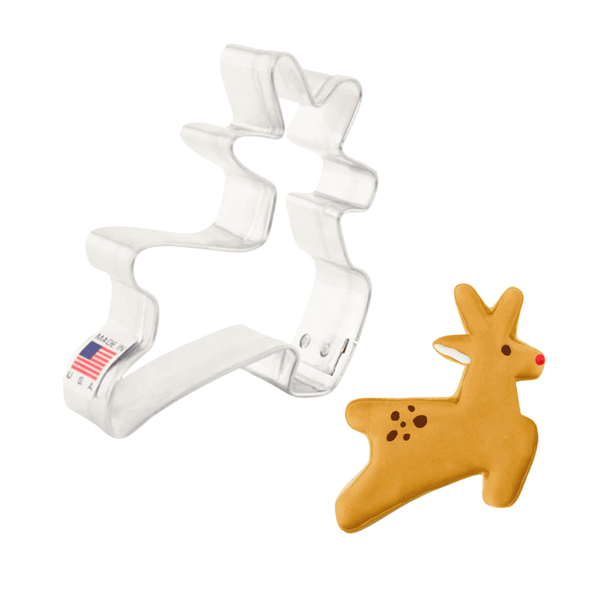 Mini Reindeer Cookie Cutter, Food-Safe American Steel, 2