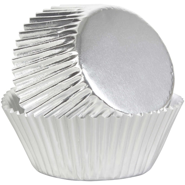 MUFFIN & CUPCAKE LINERS -Baking Cups, Mess Free, Food-Safe, Disposable, Silver, Decorative 