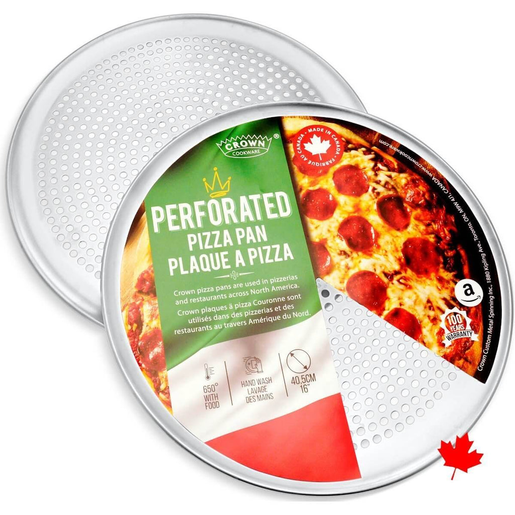 PERFECTION PIZZA PANS - PIZZA PANS WITH HOLES - Crown Cookware, Canadian Made, Aluminum, Perforated, High-Gauge