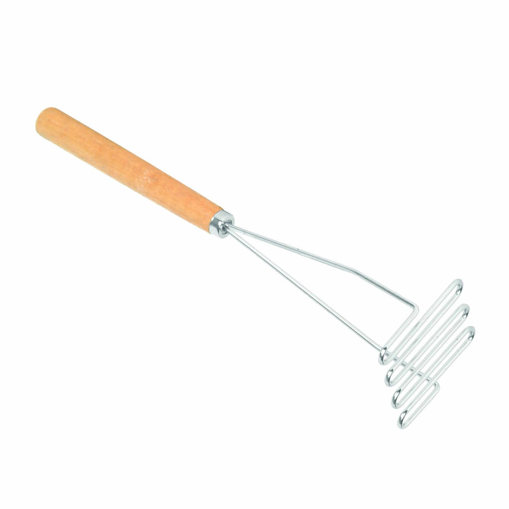 POTATO MASHER, SQUARE 12" - Square, Food Masher, Sturdy, Light-Weight, Wood Handle