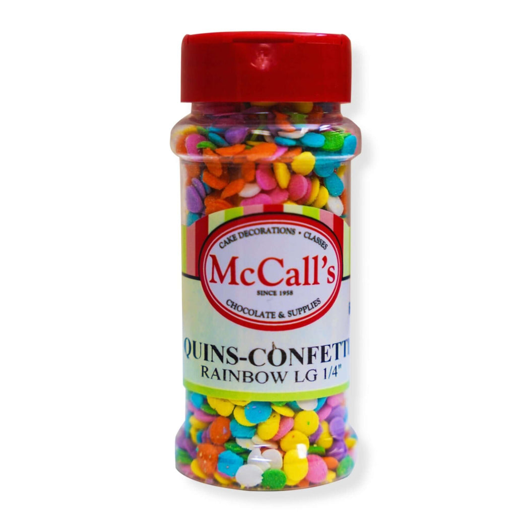 QUINS CONFETTI RAINBOW LARG 60G 1/4" 6MM - Quin Sprinkles, Rainbow Colour, Large Quins, Vibrant, McCall's