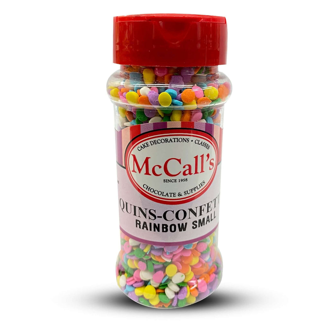 QUINS CONFETTI RAINBOW SMALL 1/8" 65 - Multi-Colour Sprinkles, Confetti, Edible, Bright, McCall's