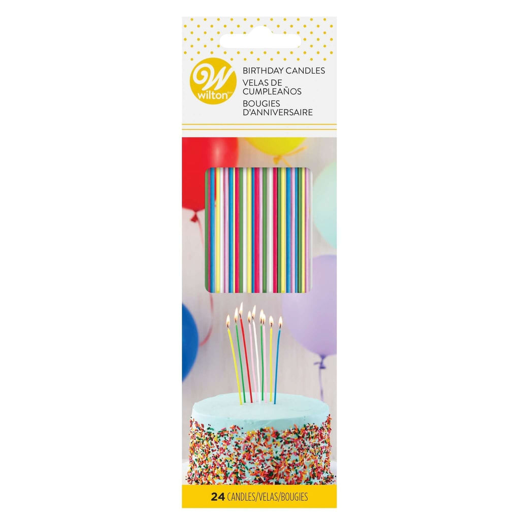 SLENDER CANDLES 6.5" 24 PC - Slim Candles, Multi-Colour, 16.51 cm, Unique, Fun, Celebration Candles