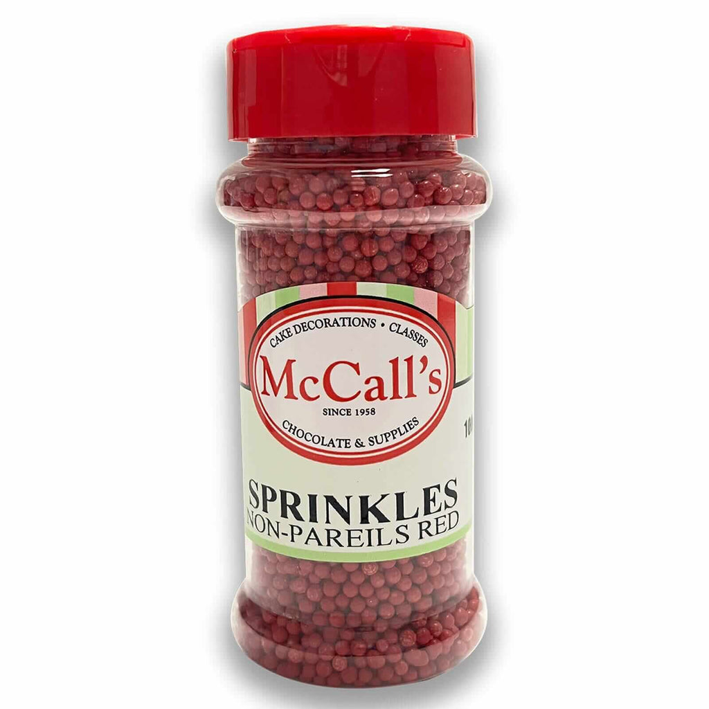 SPRINKLES NON PAREIL RED 100G - Sprinkles, Edible, Red Balls, High-Quality, Vibrant, McCall's