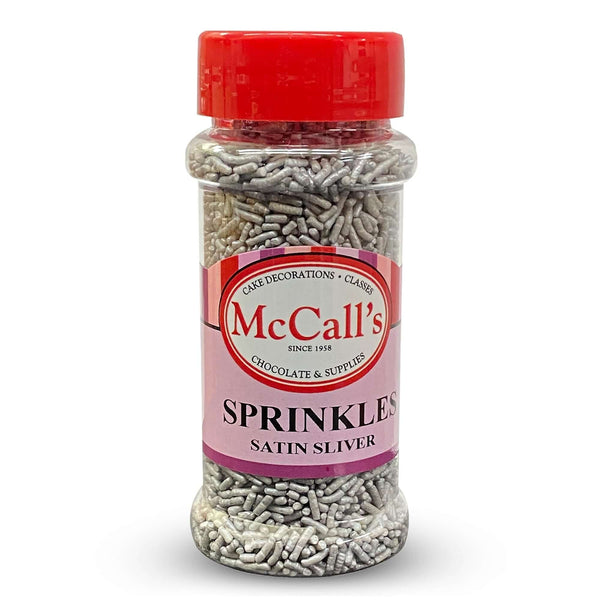 SPRINKLES SATIN SILVER 80G - Jimmies Sprinkles, Satin Finish, Silver, Edible, High-Quality, McCall's