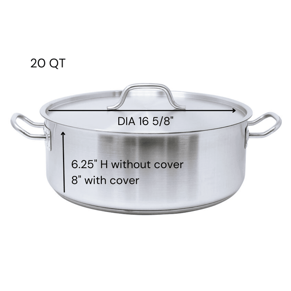  STAINLESS STEEL BRAIZER POTS, TWO SIDE HANDLES, SIDE VIEW WITH LID (8