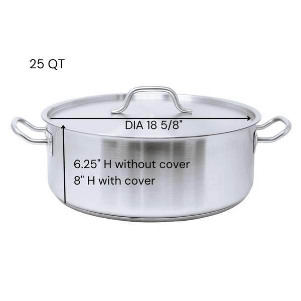  STAINLESS STEEL BRAIZER POTS, TWO SIDE HANDLES, SIDE VIEW WITH LID (8