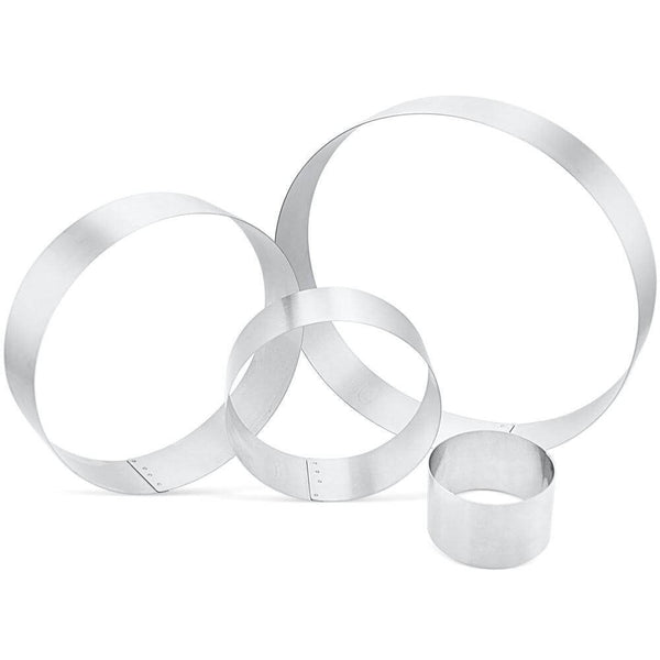 Stainless Steel Cake Rings in 2 to 2.75 inch heights for professional baking and cake molding, durable - Crown Cookware