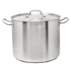 STAINLESS STEEL STOCK POT WITH COVER, TWO SIDE HANDLES AND LID (14