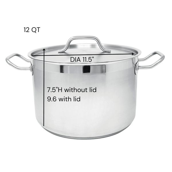 STAINLESS STEEL BRAIZER POTS, TWO SIDE HANDLES, SIDE VIEW WITH LID (9.6