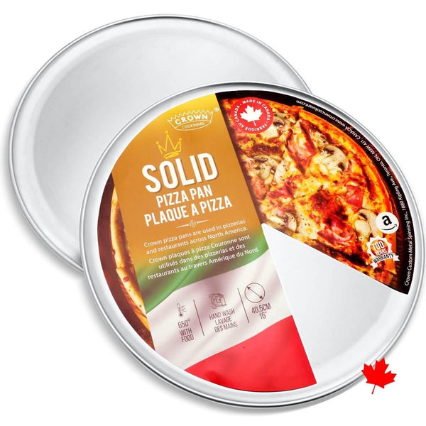 Traditional Solid Pizza Pans - Crown Cookware, Canadian Made, Even-Cooking, Professional Quality