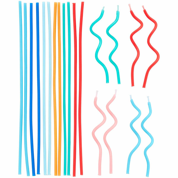 WILTON STRAIGHT & CURLY CANDLES 20PKG - Celebration Candles, Multi-Colour, Bright, Unique