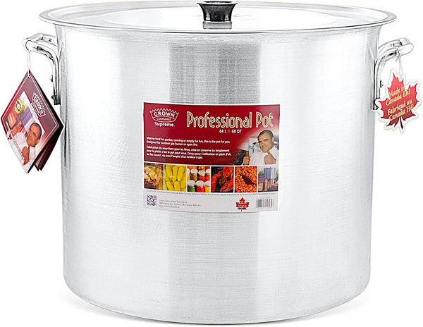 Low Stock Pot Braziers 148 Q / 140L - Durable stainless steel with a low profile, perfect for even cooking and large quantities - FRONT VIEW - Crown Cookware