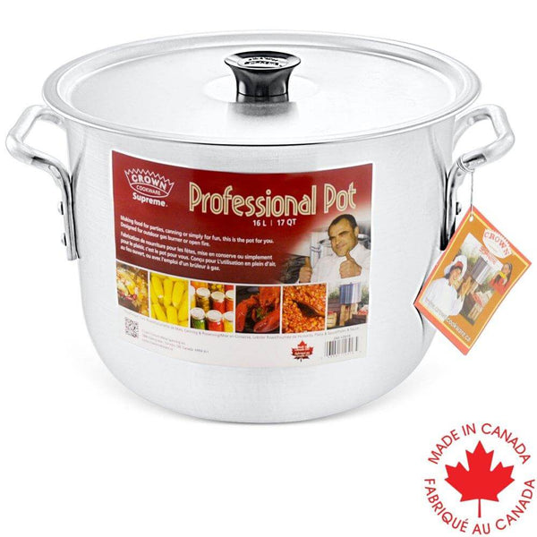 Low Stock Pot Braziers 148 Q / 140L - Durable stainless steel with a low profile, perfect for even cooking and large quantities - FRONT VIEW - Crown Cookware