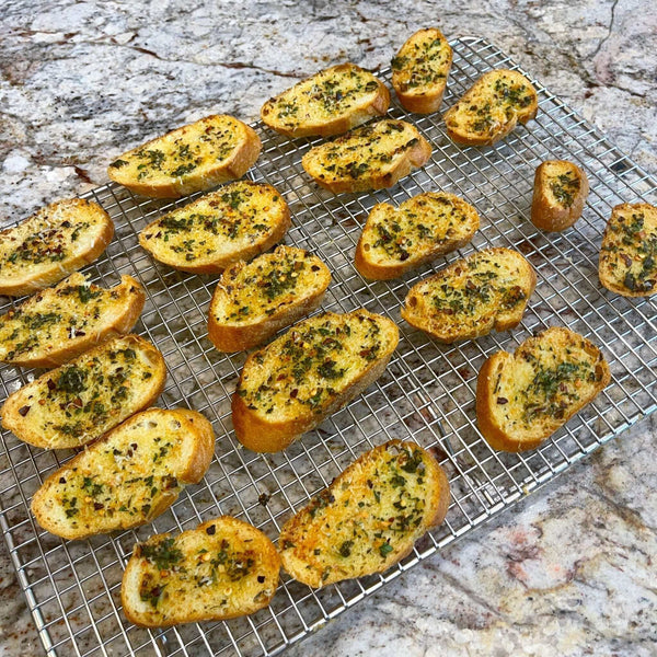 Cooling Rack for Baking / Roasting with toasted bread on it - Crown Cookware